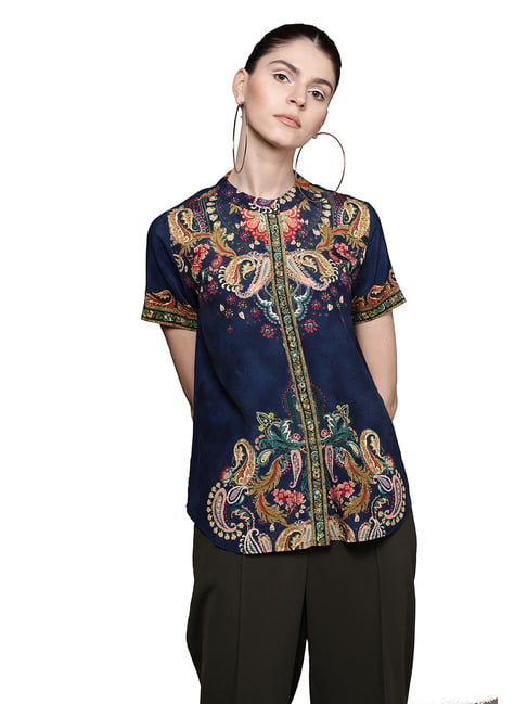 Label Ritu Kumar Navy Printed Shirt