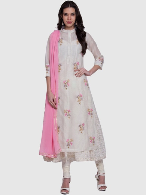 Buy Vishudh Off White/Black Printed Kurta With Trouser And Dupatta for  Women Online at Rs.969 - Ketch