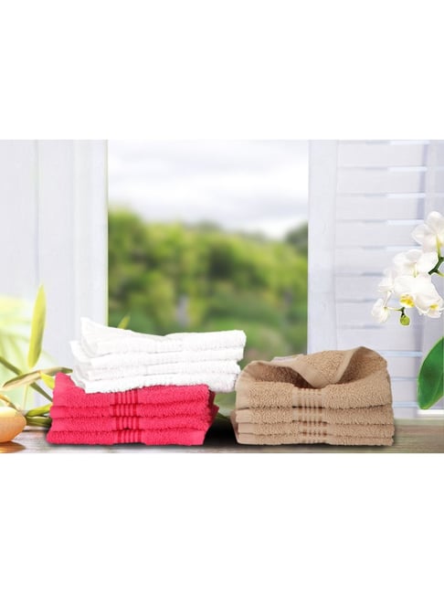Bianca D'ross Multicolour 380 GSM Face Cloth Set of 12