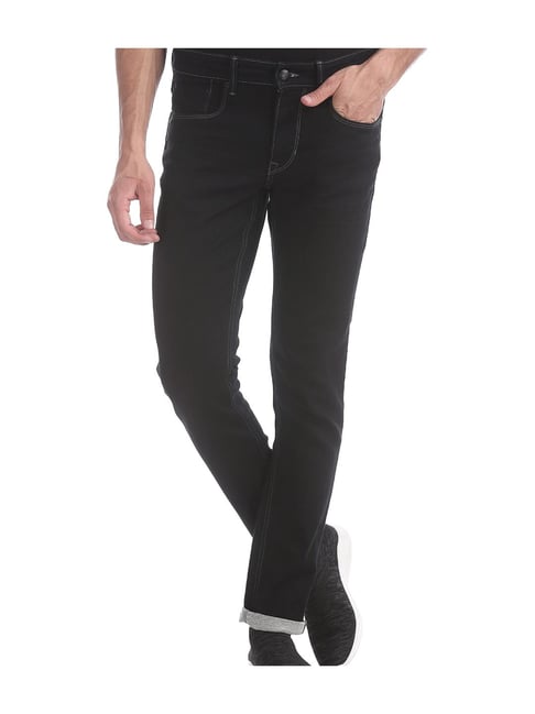 Red Cotton Raw Black Jeans | Drop
