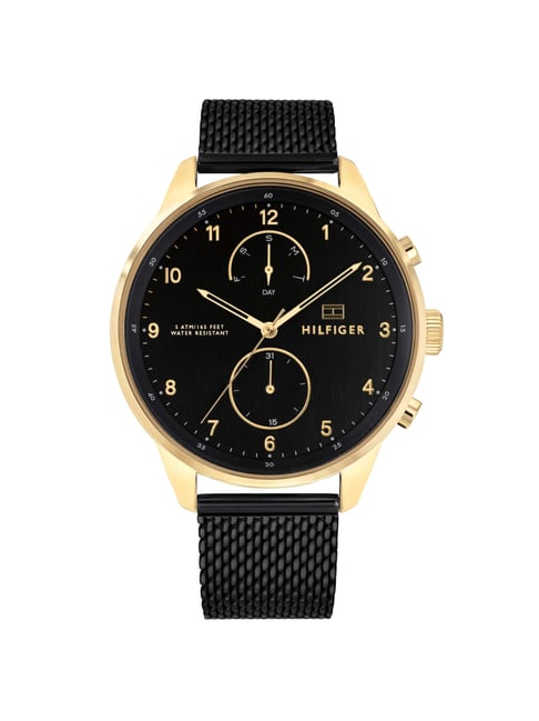 tommy hilfiger men black analogue watch