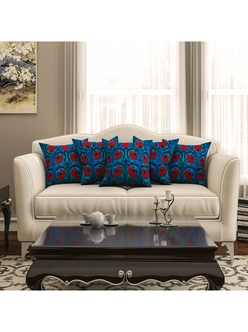SEJ by Nisha Gupta Blue Cushion Covers - Set of 5-picture-42