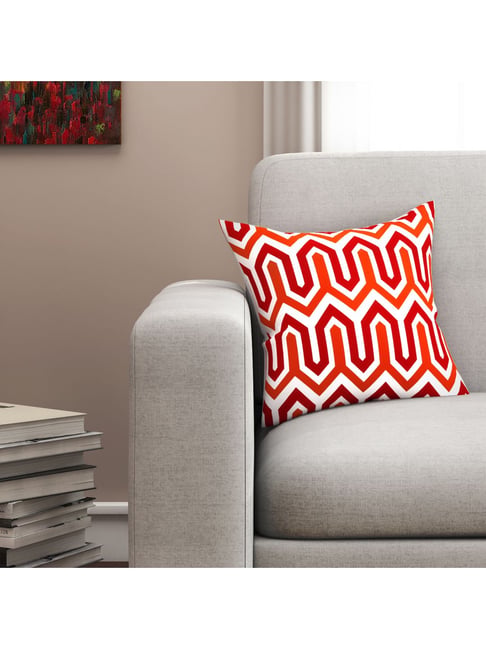 SEJ by Nisha Gupta White & Orange Cushion Covers - Set of 1-picture-12