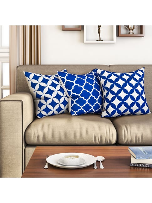 SEJ by Nisha Gupta Blue & White Cushion Covers - Set of 3-picture-40