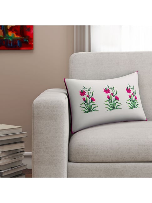 SEJ by Nisha Gupta Light Grey & Pink Cushion Covers - Set of 1-picture-21