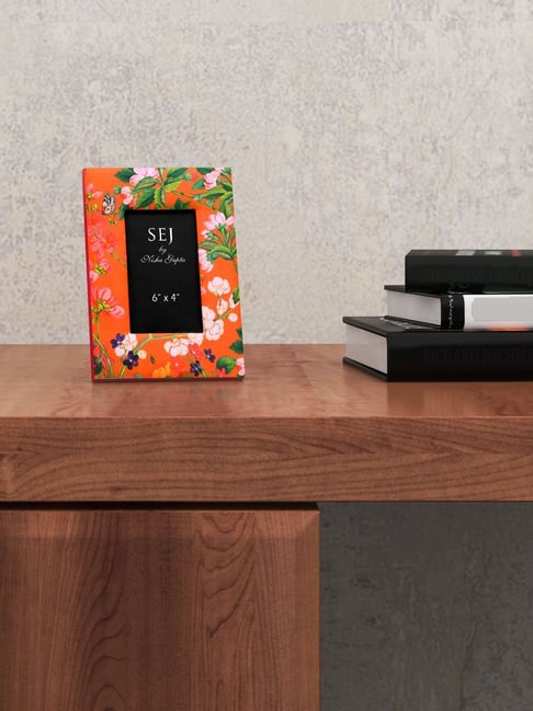 SEJ by Nisha Gupta Orange Wooden Photo Frame