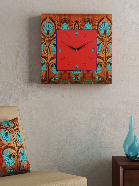 SEJ by Nisha Gupta Red Framed Analogue Wall Clock - Set of 1