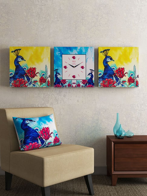 SEJ by Nisha Gupta Multicolor Framed Analogue Wall Clocks - Set of 3