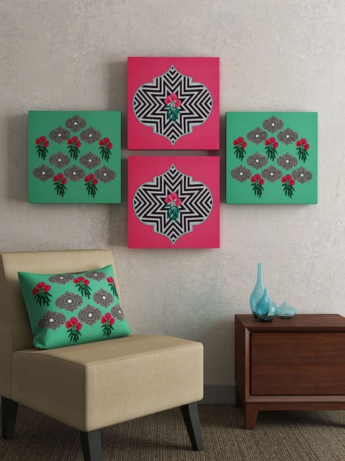 SEJ by Nisha Gupta Multicolor Framed Wall Arts - Set of 4-picture-32
