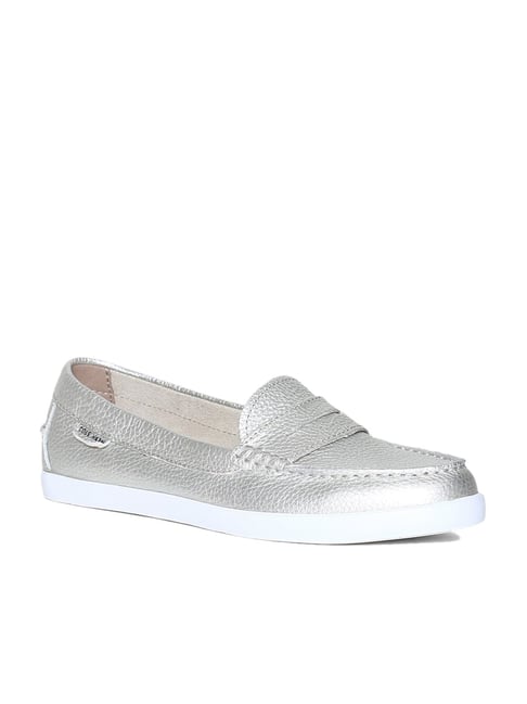 Buy Cole Haan Pinch Weekender Silver Loafers for Women at Best