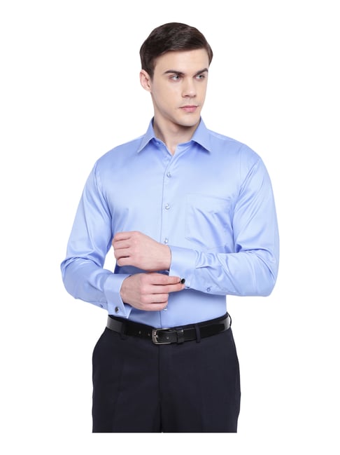 Hancock Blue Cotton Slim Fit Shirt-picture-20