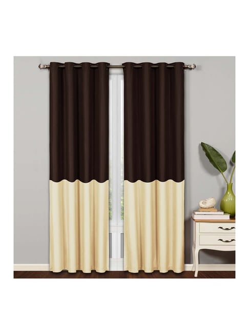 Story Home Door Blackout Gold Brown Beige 7 Ft Curtains Set Of 2 At Best Tata Cliq Story Home Door Blackout Gold Brown, Chocolate Brown And Gold Curtains