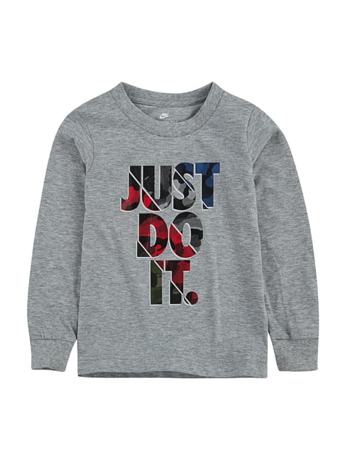 Buy Nike Kids Grey Cotton Graphic Print T-Shirt for Boys Clothing