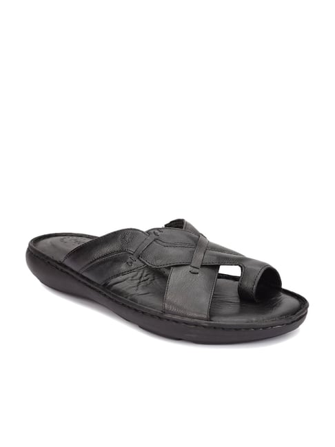 Ruosh Men's Velvet Black Toe Ring Sandals