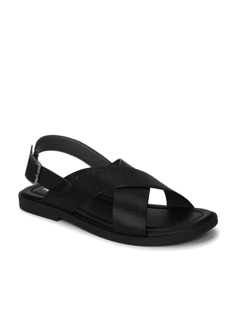 Red Tape Men's Black Cross Strap Sandals