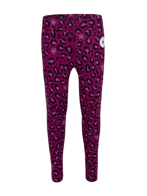 Buy Converse Kids Rose Maroon Cotton Printed Leggings for Girls