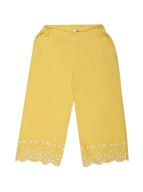 Elle Kids Yellow Cotton Printed Trousers