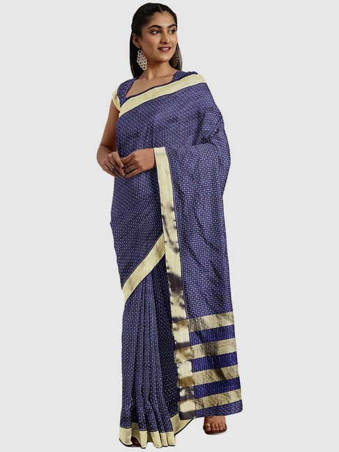Soch Blue Woven Sarees With Blouse Price in India