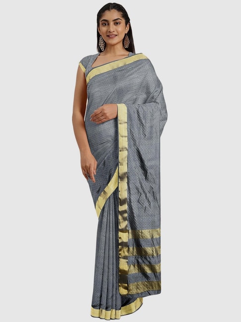 Soch Grey Woven Sarees With Blouse Price in India