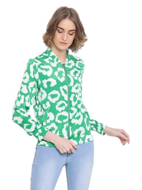 Oxolloxo Green Zebrotic Florence Gal Bomber Jacket