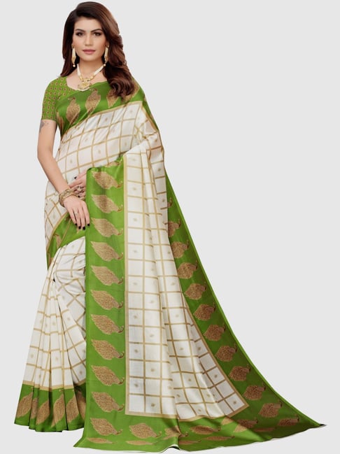 Canvas Charm (Hand Painted Chiffon Green Saree) – DiraByDimple