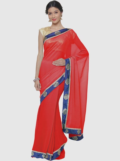 Chhabra 555 Red Saree With Blouse