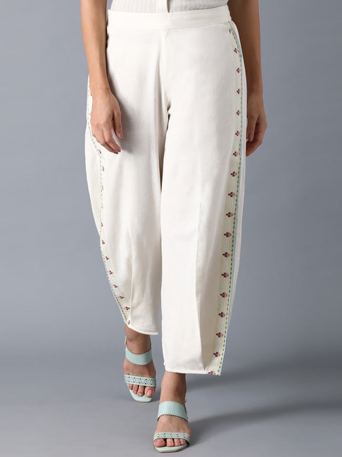 D-Hand Embroidered Suit Pants in Ivory – SVRN