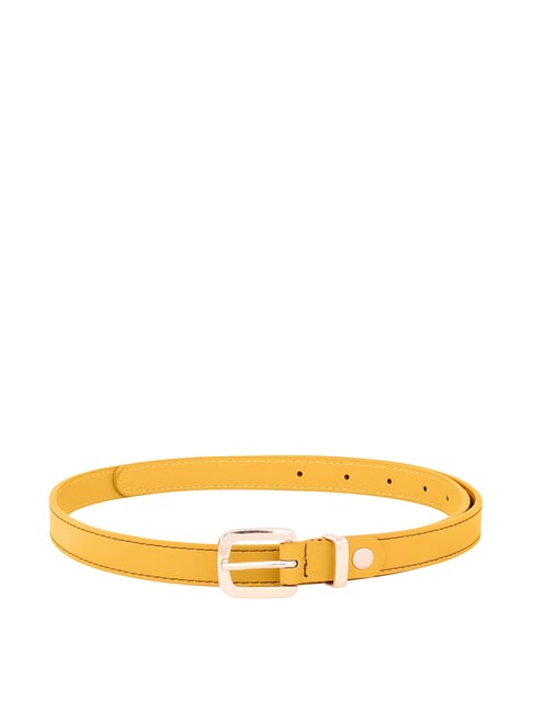 Lavie Ochre Yellow Narrow Belt for Women