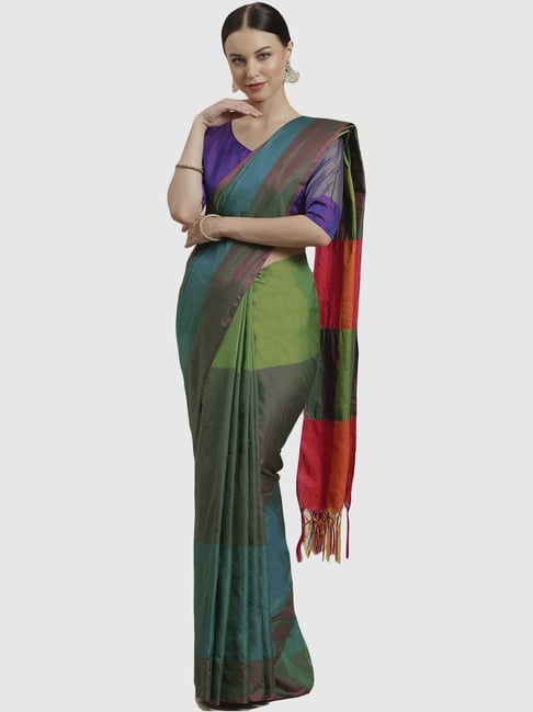 Buy GoSriKi Women's Sana Silk Festive Saree with Blouse Piece at Amazon.in