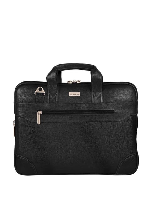 Scharf Walker Black Formal Leather Laptop Bag