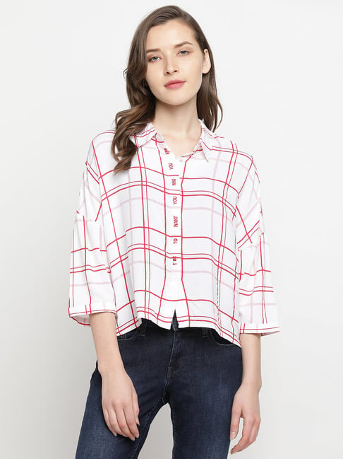 Pepe Jeans Red & White Checks Shirt