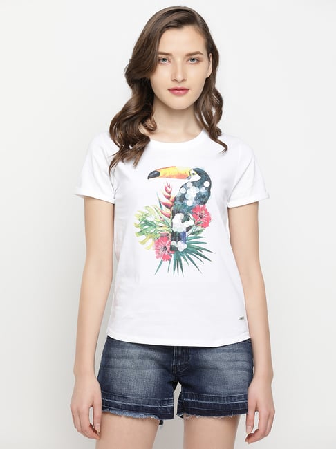 Pepe Jeans White Printed T-Shirt