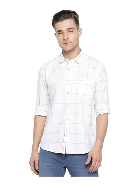 Pepe Jeans White Regular Fit Check Shirt