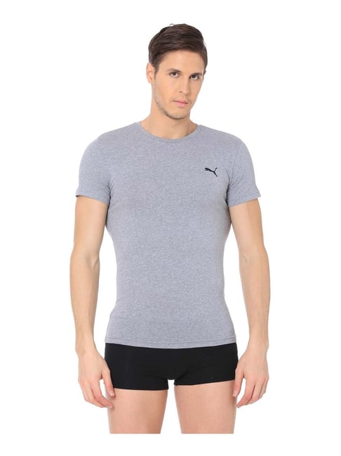 Puma Grey Cotton Regular Fit T-Shirt