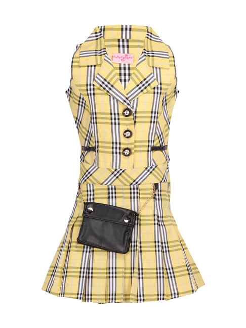 Buy Cutecumber Kids Yellow Plaid Pattern Top Skirt Set for Girls