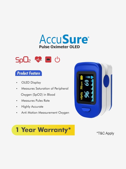 AccuSure FS20C OLED Finger Tip Pulse Oximeter (Blue and ...
