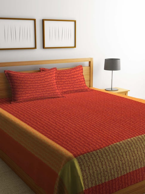 Klotthe Jacquard Collection Orange 300 TC Bed Linen Set