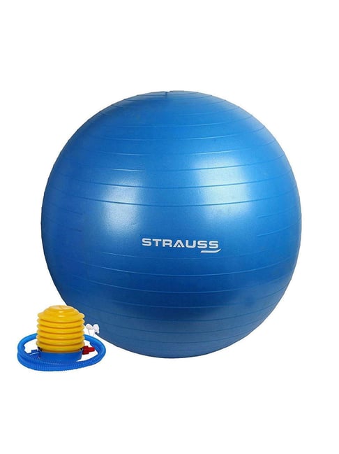 Strauss Anti Burst Gym Ball with Foot Pump Blue, 65cm