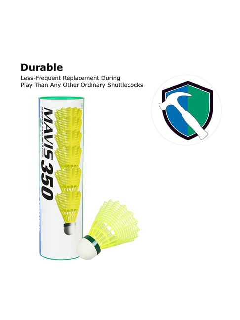 Yonex Mavis 350 Yellow Nylon Shuttlecock (Pack of 6)