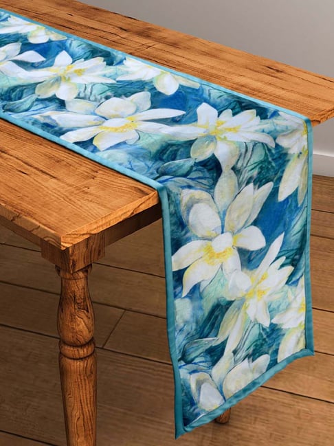 Swayam Earthy Tone Blue 200 TC Table Runner - Set of 1