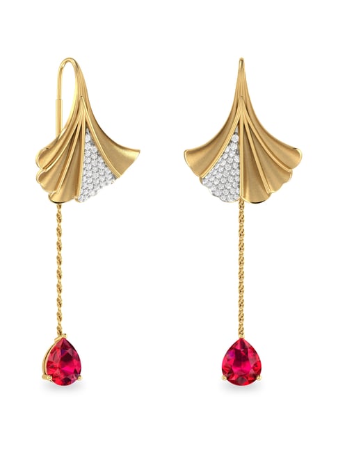 Zeya Gold jewellery  Buy Zeya Doyen Sui Dhaga Gold Earrings 18k Online   Nykaa Fashion