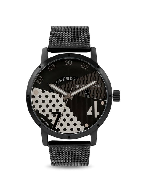 Giordano black metal discount watch