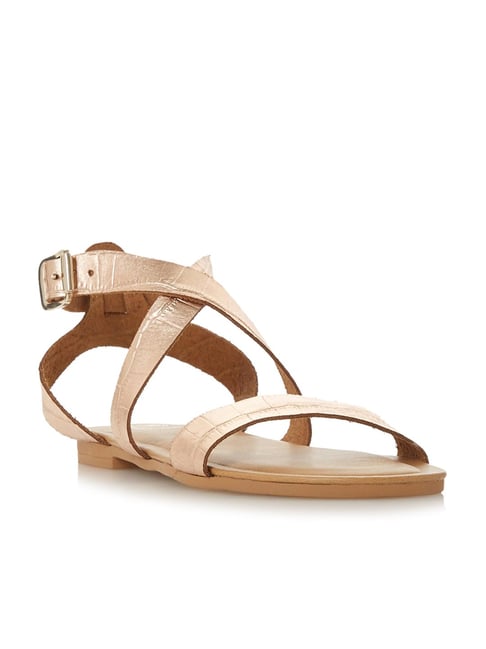 Dune London Women's Lottee Di Rose Gold Cross Strap Sandals