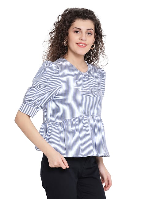 Oxolloxo Blue Striped Linaut Nelly Top