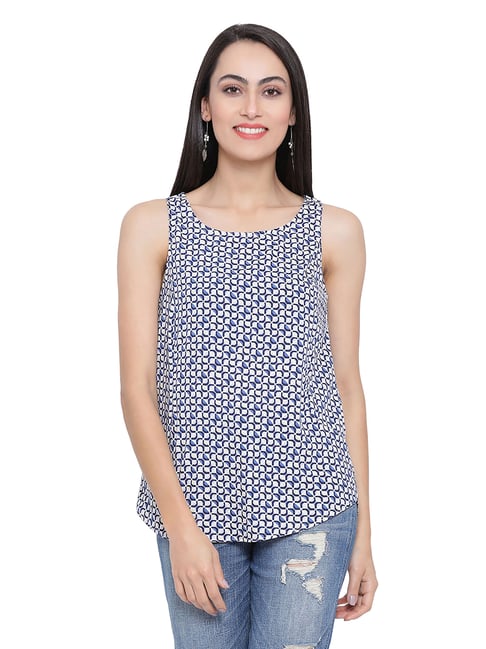 Oxolloxo Blue Abstract Printagon Top