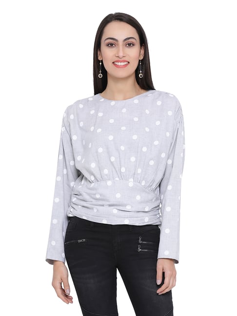 Oxolloxo Grey Polka Dot Lucious Clara Top