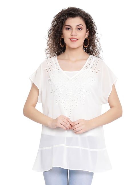 Oxolloxo Pearl Embroidered Sheer Do Top