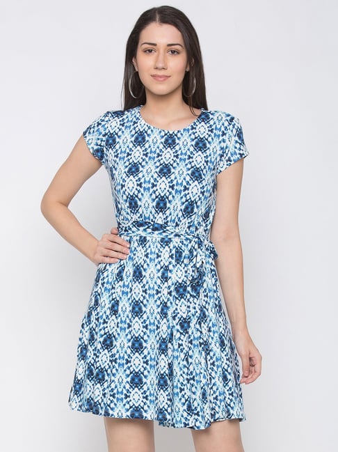 Globus Blue Printed Dress Price in India
