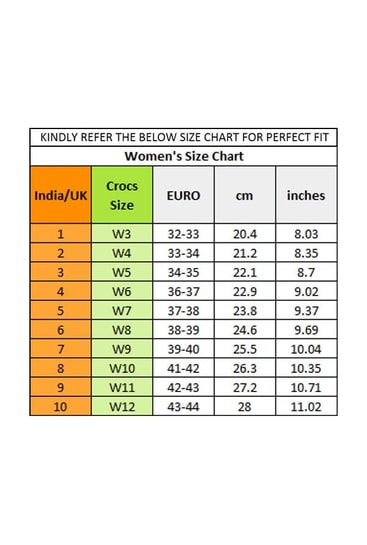 crocs w6 size chart