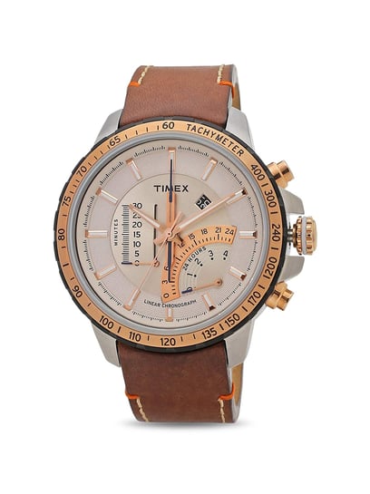 Waterbury linear chronograph on sale 45mm leather strap watch